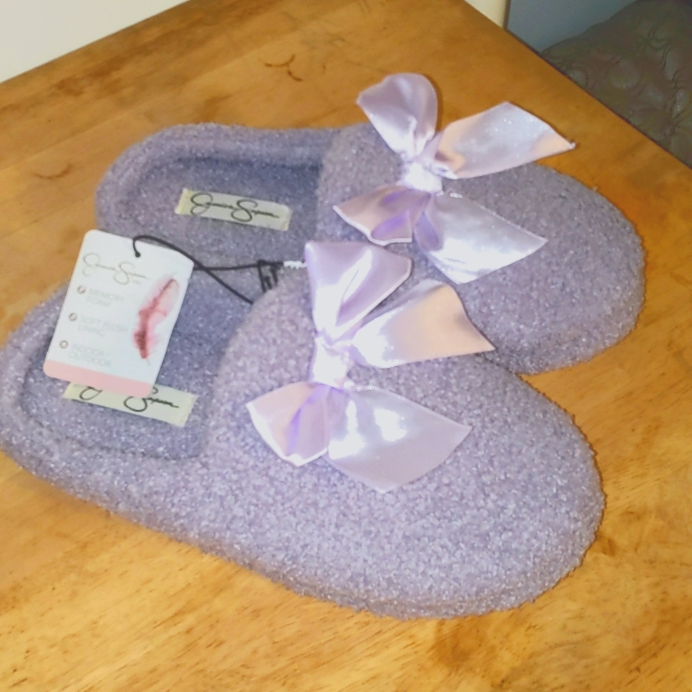 Jessica Simpson Purple Memory Foam Indoor Outdoor Slippers Kids XL (4-5)